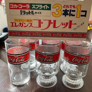 コカコーラ(コカ・コーラ)の昭和レトロ　コカコーラグラス　ティファニー模様　エレガンスゴブレット　6個　新品(その他)