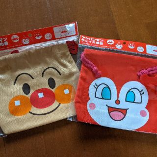 アンパンマン(アンパンマン)のアンパンマン　ドキンちゃん　フェイス巾着　2点セット　新品(ランチボックス巾着)