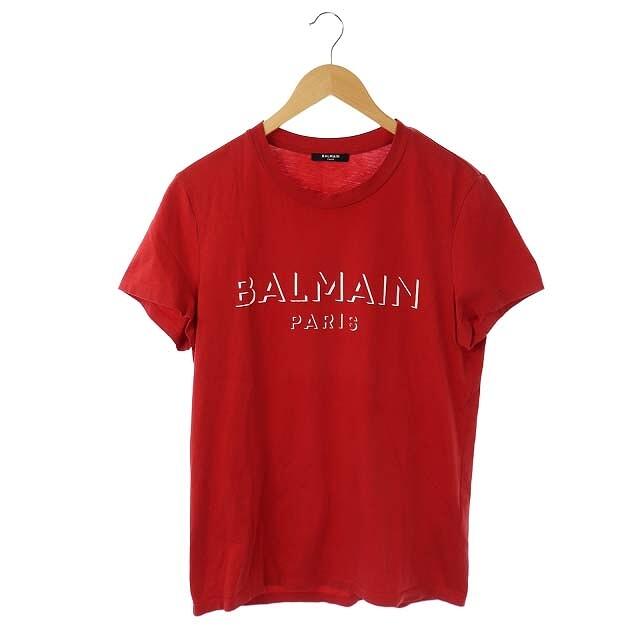 BALMAIN(バルマン)のバルマン ロゴプリント Tシャツ カットソー 半袖 M 赤 レッド メンズのトップス(Tシャツ/カットソー(半袖/袖なし))の商品写真