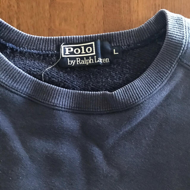 POLO RALPH LAUREN(ポロラルフローレン)の【古着】90'  ポロ　ラルフローレン  スエット　ネイビー　Ｌ メンズのトップス(スウェット)の商品写真