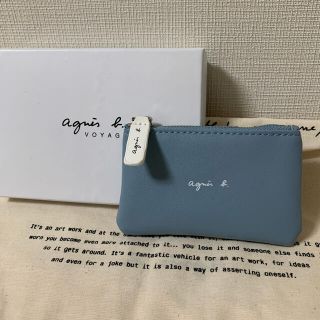 アニエスベー(agnes b.)のアニエスベー　牛革ファスナータイプポーチ（小銭入れ）キーケース　空色❣️(コインケース/小銭入れ)