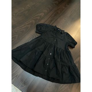 ザラ(ZARA)のZARA ティアードワンピース　ブラック(ミニワンピース)