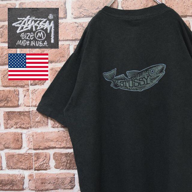 激レア【STUSSY】半袖Tシャツ メキシコ製 ビッグロゴ 大きめサイズ 黒