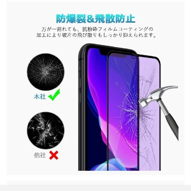 iPhone 11 Pro 用 ガラスフィルム 　強化ガラス　ブルーライト スマホ/家電/カメラのスマホアクセサリー(保護フィルム)の商品写真