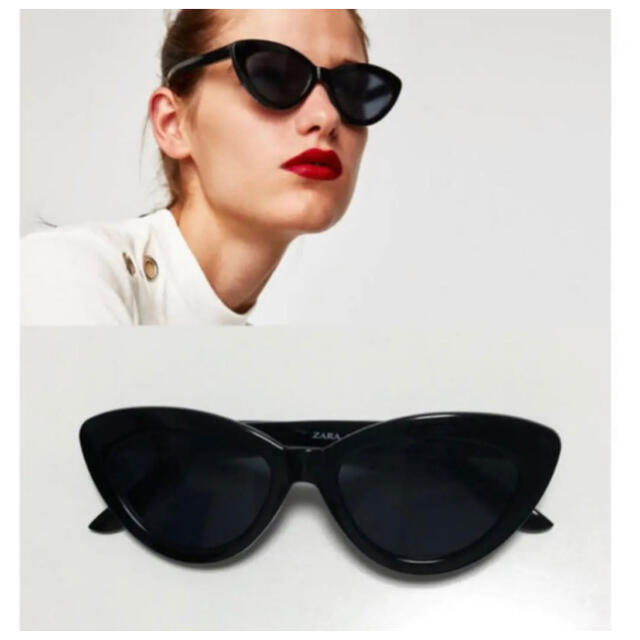 ZARA(ザラ)のZARA ザラ　サングラス　キャットサングラス　ブラック　ブランド　ヴィンテージ レディースのファッション小物(サングラス/メガネ)の商品写真