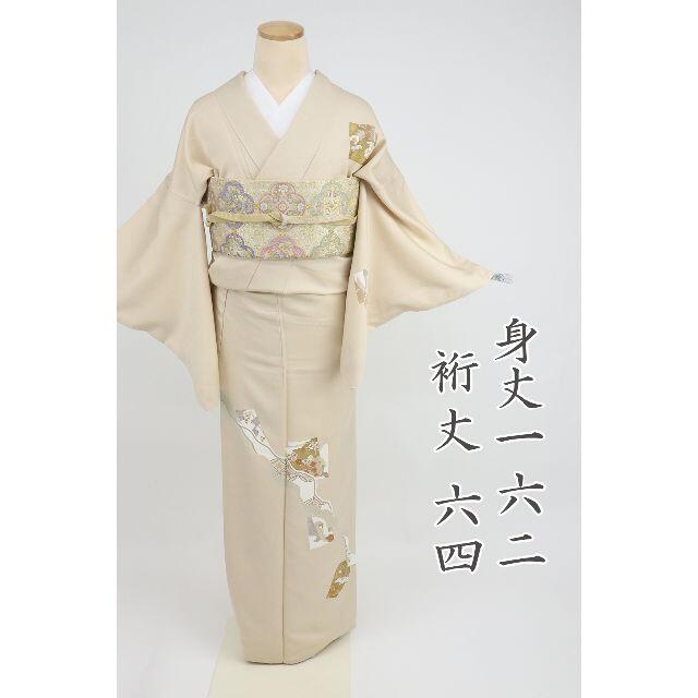 green☆様専用 付下げ*袷着物 道長取り冊子文 ベージュ 4SY1 新年の
