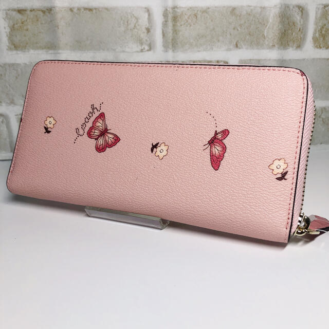 COACH コーチ 長財布 シグネチャー ピンク 蝶々柄 花柄