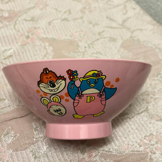 ★未使用★にこにこぷん　子供用　茶碗　くれは塗　昭和レトロ　当時物　ピンク(キャラクターグッズ)