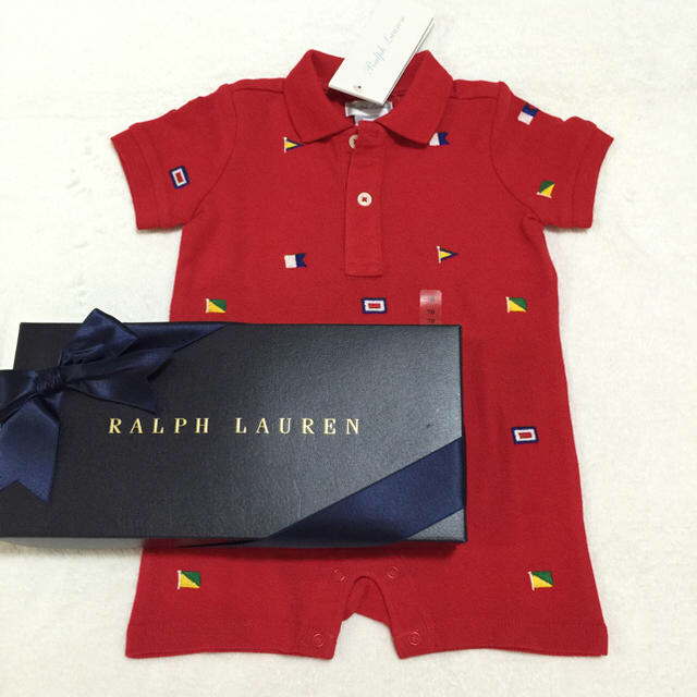 Ralph Lauren(ラルフローレン)のSALE☆新品✨ラルフローレン フラッグ柄 ロンパース  キッズ/ベビー/マタニティのベビー服(~85cm)(ロンパース)の商品写真