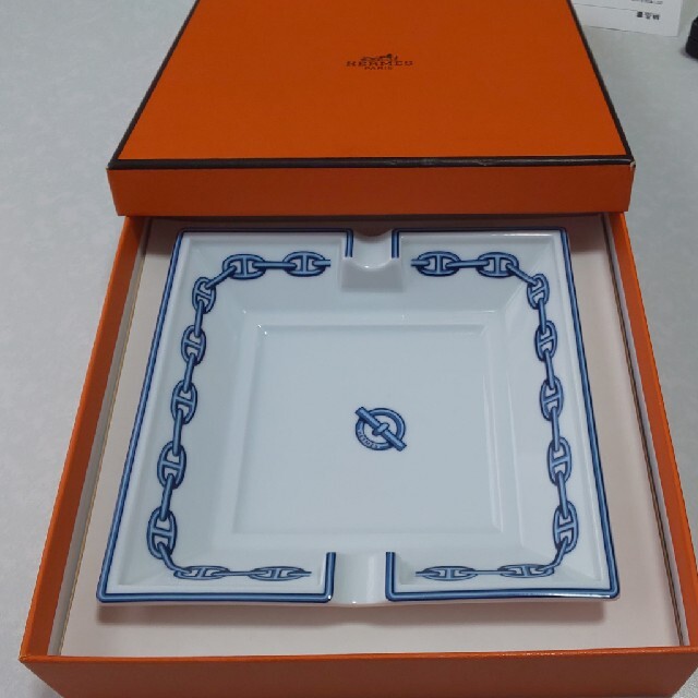 Hermes(エルメス)のエルメス　シェーヌダンクル　ブルー　希少品　　アッシュトレイ　灰皿　小物入れ インテリア/住まい/日用品のインテリア小物(灰皿)の商品写真