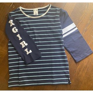 エックスガール(X-girl)の《未着用》x-girl ボーダー×ロゴ プリント 7分袖 Tシャツ(Tシャツ(長袖/七分))