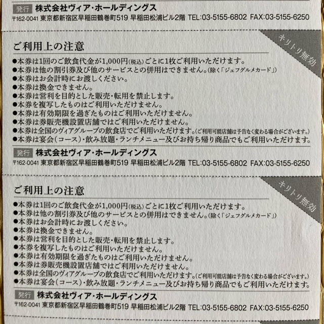 ヴィアホールディングス株主優待券10000円分 チケットの優待券/割引券(その他)の商品写真