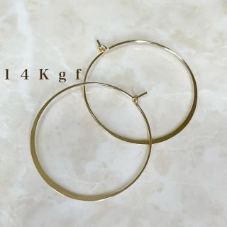 14Kgf ／K14gf シンプルフープピアス ゴールド 3㎝ リングピアス(ピアス)