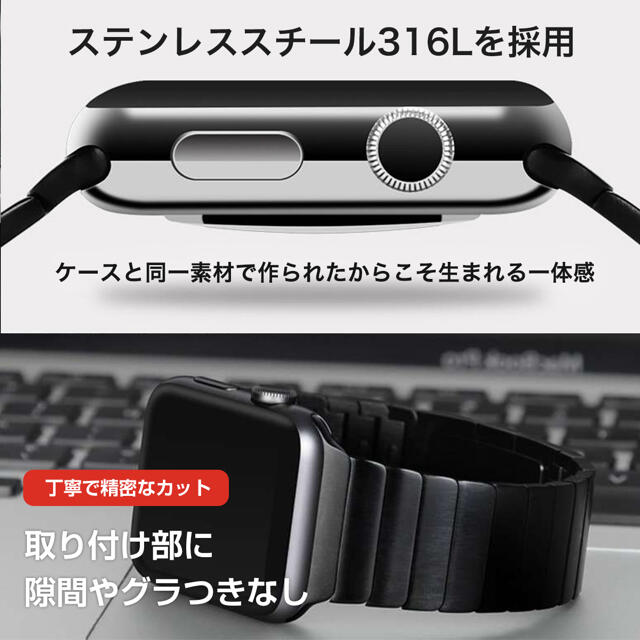 Apple Watch(アップルウォッチ)の新品Apple Watch用リンクブレスレット 38/40mm ブラック バンド メンズの時計(金属ベルト)の商品写真