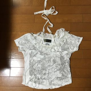 エイチナオト(h.naoto)のh.Naoto 宗教画 フリルTシャツ ホワイト  ホルターネック(Tシャツ(半袖/袖なし))