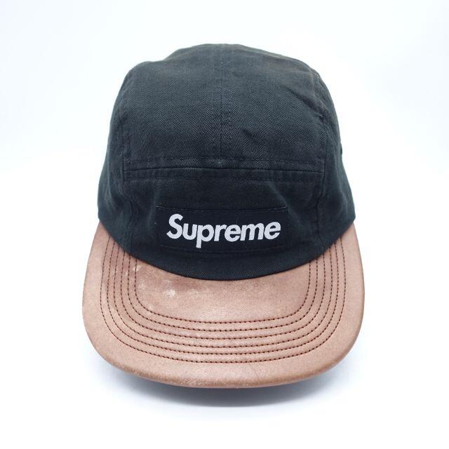 Supreme Herringbone Leather Camp Cap