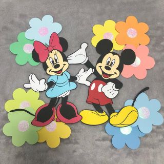 ディズニー(Disney)の壁面☆飾り☆ディズニー☆ミッキー☆ミニー☆お花(型紙/パターン)