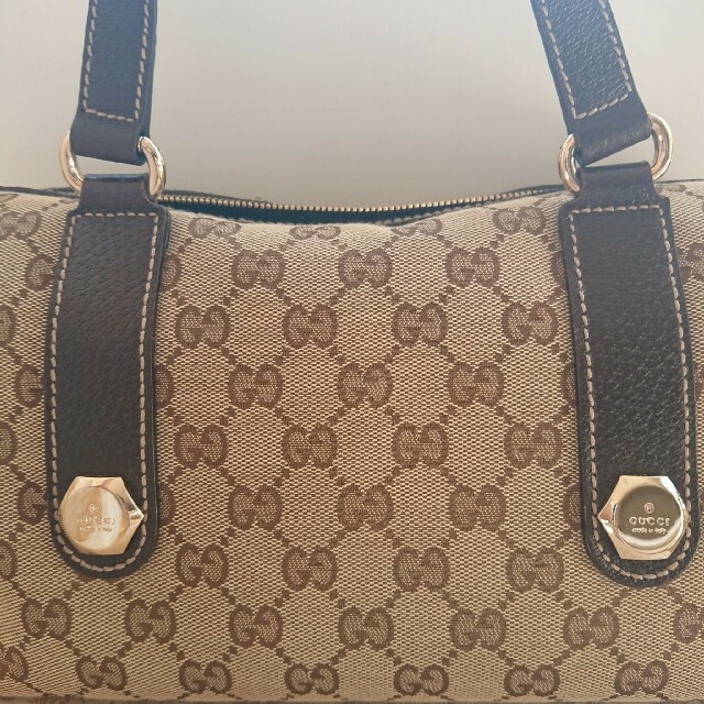 Gucci(グッチ)のGUCCI ミニボストン GG柄 キャンバス ショルダー ハンドバッグ ブラウン レディースのバッグ(トートバッグ)の商品写真