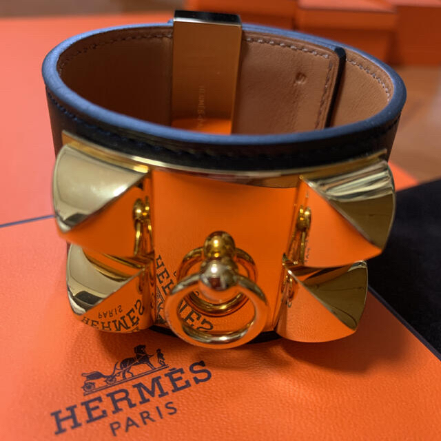 【値下げ】エルメス　HERMES コリエドシアン　レザー　ブレスレットブラック