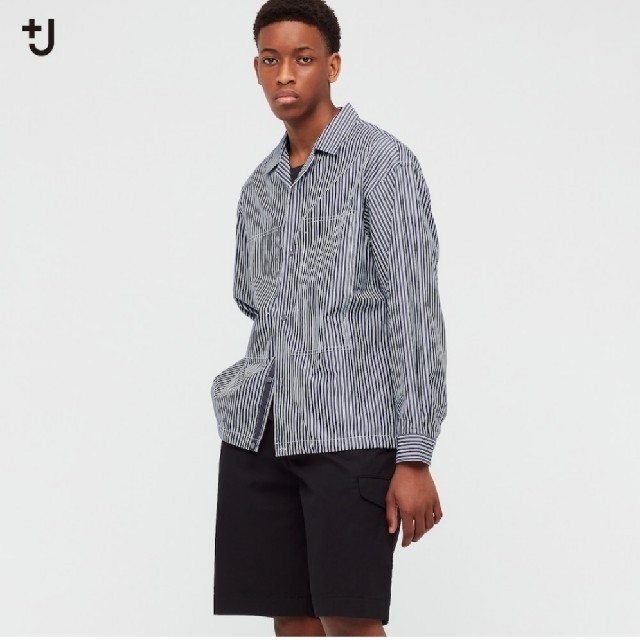 UNIQLO(ユニクロ)のUNIQLO ＋J スーピマコットンオーバーサイズシャツブルゾン　L メンズのジャケット/アウター(ブルゾン)の商品写真