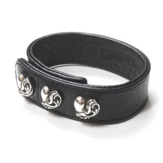 クロムハーツ(Chrome Hearts)のCHROME HEARTS 3ボタン/2スナップ ハート レザーブレスレット(ブレスレット)