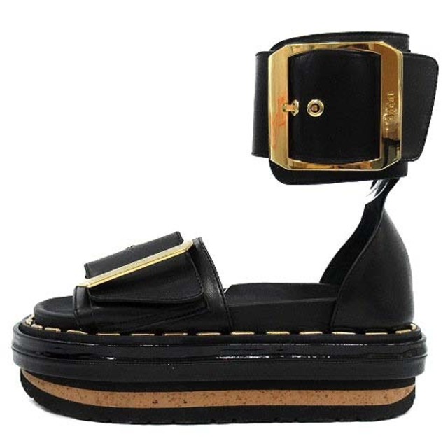 sacai(サカイ)のサカイ 20AW アンクルストラップサンダル カウレザー 36 23cm 黒 レディースの靴/シューズ(サンダル)の商品写真