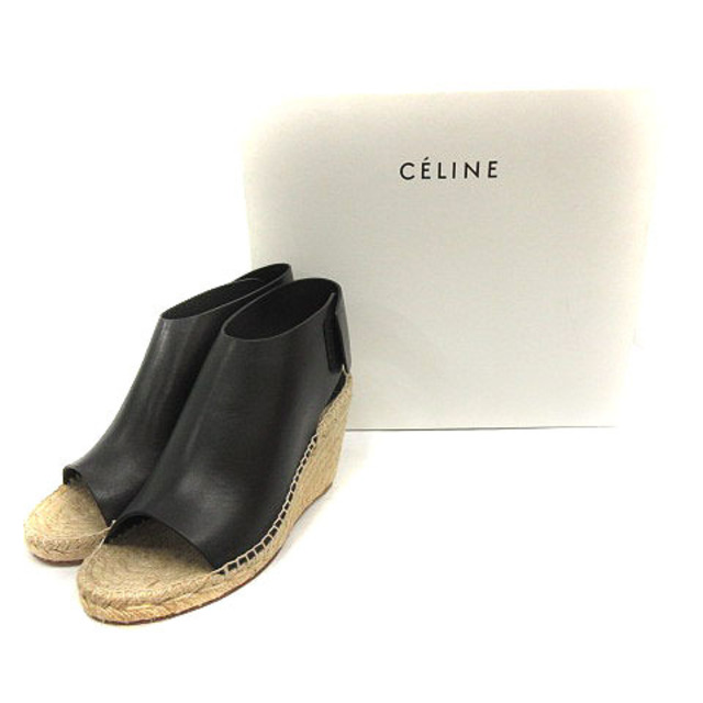 celine(セリーヌ)のセリーヌ CELINE サンダル ウェッジソール レザー 37 24cm 黒 レディースの靴/シューズ(サンダル)の商品写真