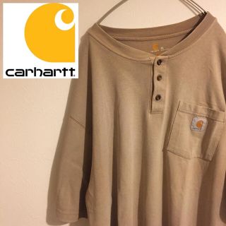 カーハート(carhartt)の古着 カーハート 半袖 Tシャツ ヘンリーネック ベージュ XL 90s(Tシャツ/カットソー(半袖/袖なし))