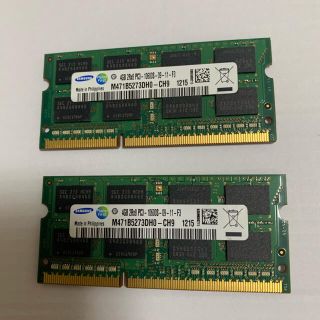 サムスン(SAMSUNG)のノートパソコン用メモリ4GB×2計8GB PC3-10600S （1）(ノートPC)