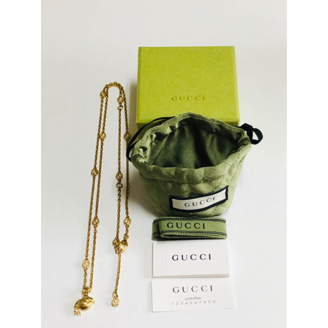 Gucci(グッチ)のグッチ GUCCI ネックレス ゴールド グリーン クリスタル ヒヨコ メタル レディースのアクセサリー(ネックレス)の商品写真