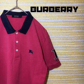 バーバリー(BURBERRY)のバーバリー Burberry ポロシャツ S 2 ピンク ロゴ 刺繍(ポロシャツ)