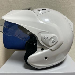 ① 観賞用　白バイ風　Arai SZ-R  ホワイト　マイクホルダー付き