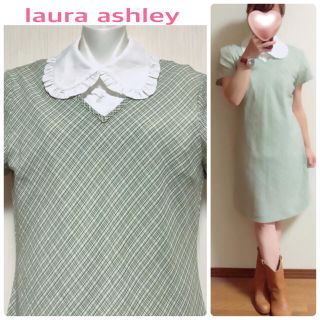 ローラアシュレイ(LAURA ASHLEY)のlaura ashley●新品同様●チェック柄ワンピース●膝丈●ローラアシュレイ(ひざ丈ワンピース)