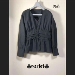 メルロー(merlot)の♣️merlot♣️グレンチェック柄ウエストマークブラウス❣️春夏物衣料大放出中(シャツ/ブラウス(長袖/七分))