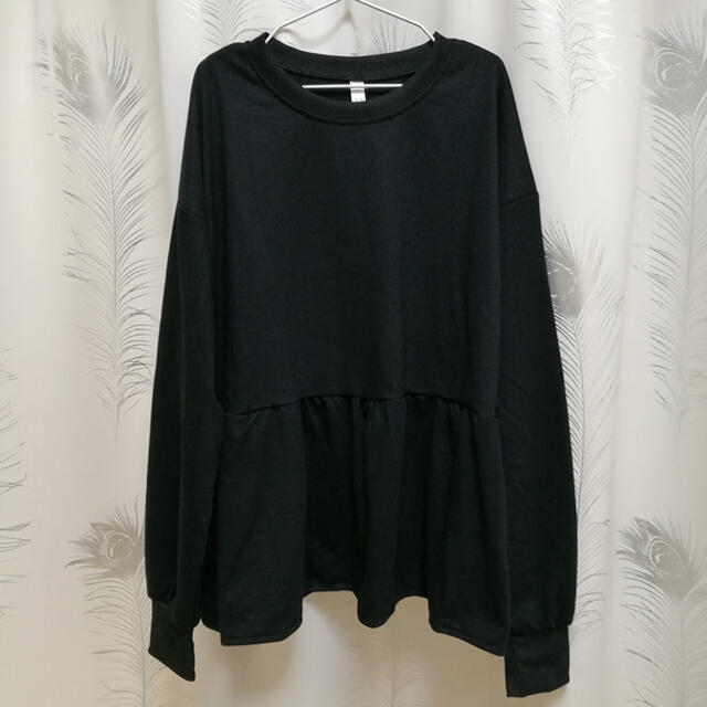 【大人気!!】ゆったり♡ビッグサイズ♡ペプラム♡プルオーバー♡ブラック♡M  レディースのトップス(カットソー(長袖/七分))の商品写真