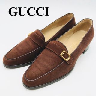 グッチ(Gucci)のグッチ GUCCI スエード ローファー パンプス ブラウン 24.5cm 美品(ローファー/革靴)