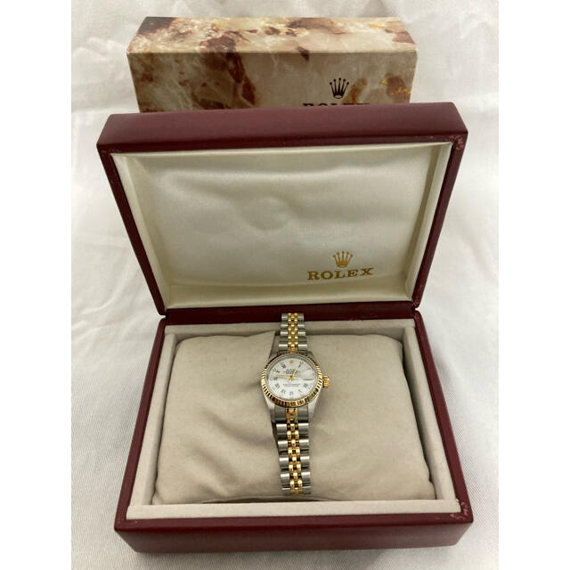 ROLEX(ロレックス)の美品ROLEXデイトジャストレディースSSK18YGコンビローマン10Pダイヤ箱 レディースのファッション小物(腕時計)の商品写真