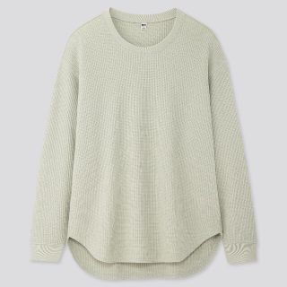 ユニクロ(UNIQLO)のワッフルオーバーサイズクルーネックT(長袖)(Tシャツ(長袖/七分))