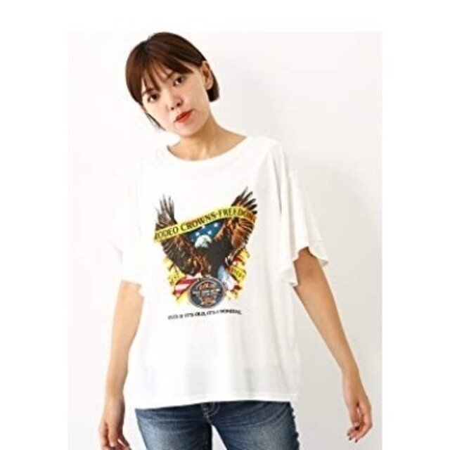 RODEO CROWNS WIDE BOWL(ロデオクラウンズワイドボウル)のRCWB RODEOCROWNSイーグルフリルTシャツフレアスリーブF￥2990 レディースのトップス(Tシャツ(半袖/袖なし))の商品写真