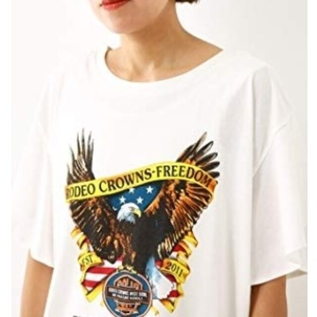 RODEO CROWNS WIDE BOWL(ロデオクラウンズワイドボウル)のRCWB RODEOCROWNSイーグルフリルTシャツフレアスリーブF￥2990 レディースのトップス(Tシャツ(半袖/袖なし))の商品写真