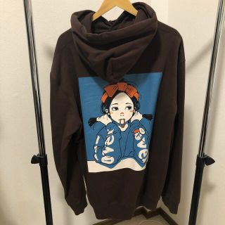 OVERPRINT POP ART HOODIE ブラウン　XL(パーカー)