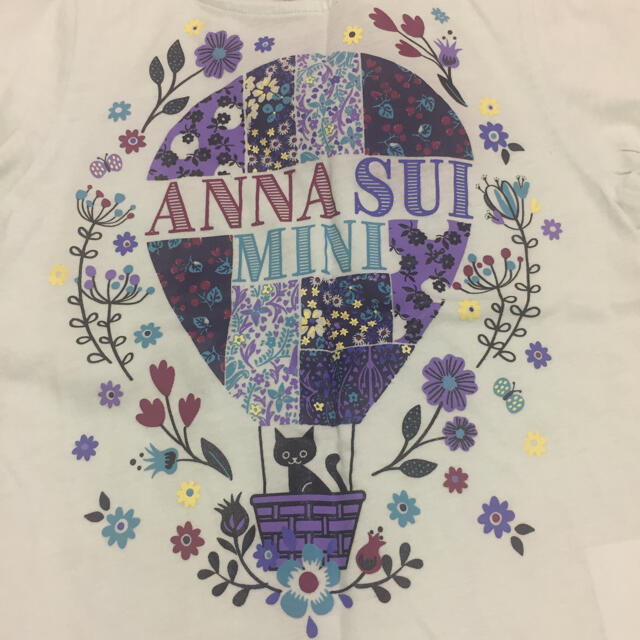 ANNA SUI mini(アナスイミニ)のアナスイミニ ネコ気球花プリントTシャツ 120  エメラルドグリーン 新品 キッズ/ベビー/マタニティのキッズ服女の子用(90cm~)(Tシャツ/カットソー)の商品写真