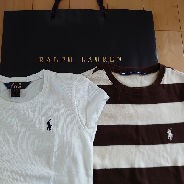 Ralph Lauren(ラルフローレン)のラルフローレン半袖Tシャツ140150XSワンポイント刺繍ボーダー キッズ/ベビー/マタニティのキッズ服女の子用(90cm~)(Tシャツ/カットソー)の商品写真