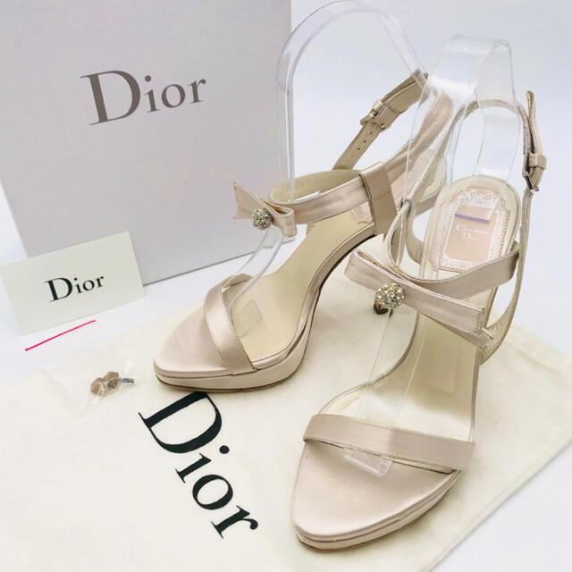 Christian Dior(クリスチャンディオール)のクリスチャンディオール サテン サンダル ハイヒール 22.5cm 美品 レディースの靴/シューズ(サンダル)の商品写真
