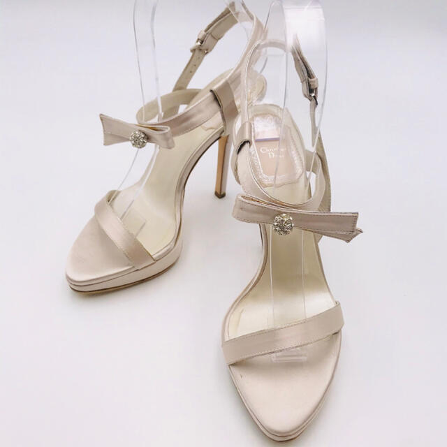 Christian Dior(クリスチャンディオール)のクリスチャンディオール サテン サンダル ハイヒール 22.5cm 美品 レディースの靴/シューズ(サンダル)の商品写真