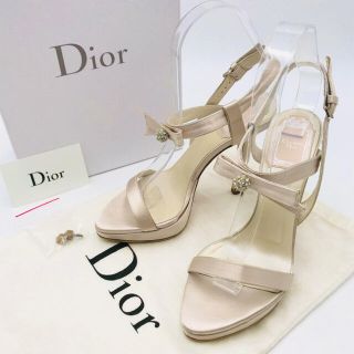 クリスチャンディオール(Christian Dior)のクリスチャンディオール サテン サンダル ハイヒール 22.5cm 美品(サンダル)