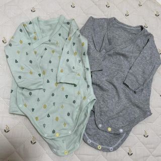 ユニクロ(UNIQLO)のUNIQLO  ユニクロ ベビー 70 ボディスーツ 2枚組 長袖 前開き(肌着/下着)