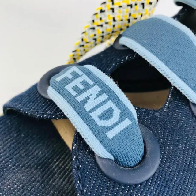 FENDI(フェンディ)の美品★FENDI・デニム地 アンクルリボン プラットフォームサンダル（36） レディースの靴/シューズ(サンダル)の商品写真