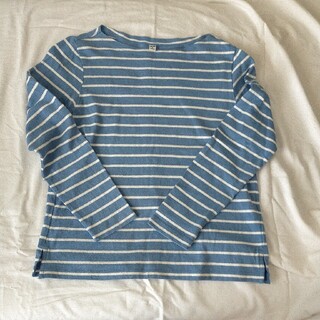 ユニクロ(UNIQLO)のブルーと白のボーダー　Ｓサイズ(Tシャツ(長袖/七分))