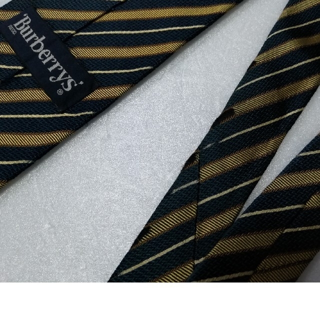 BURBERRY(バーバリー)の希少★バーバリーBURBERRYSホースロゴ入光沢ストライプネクタイヴィンテージ メンズのファッション小物(ネクタイ)の商品写真
